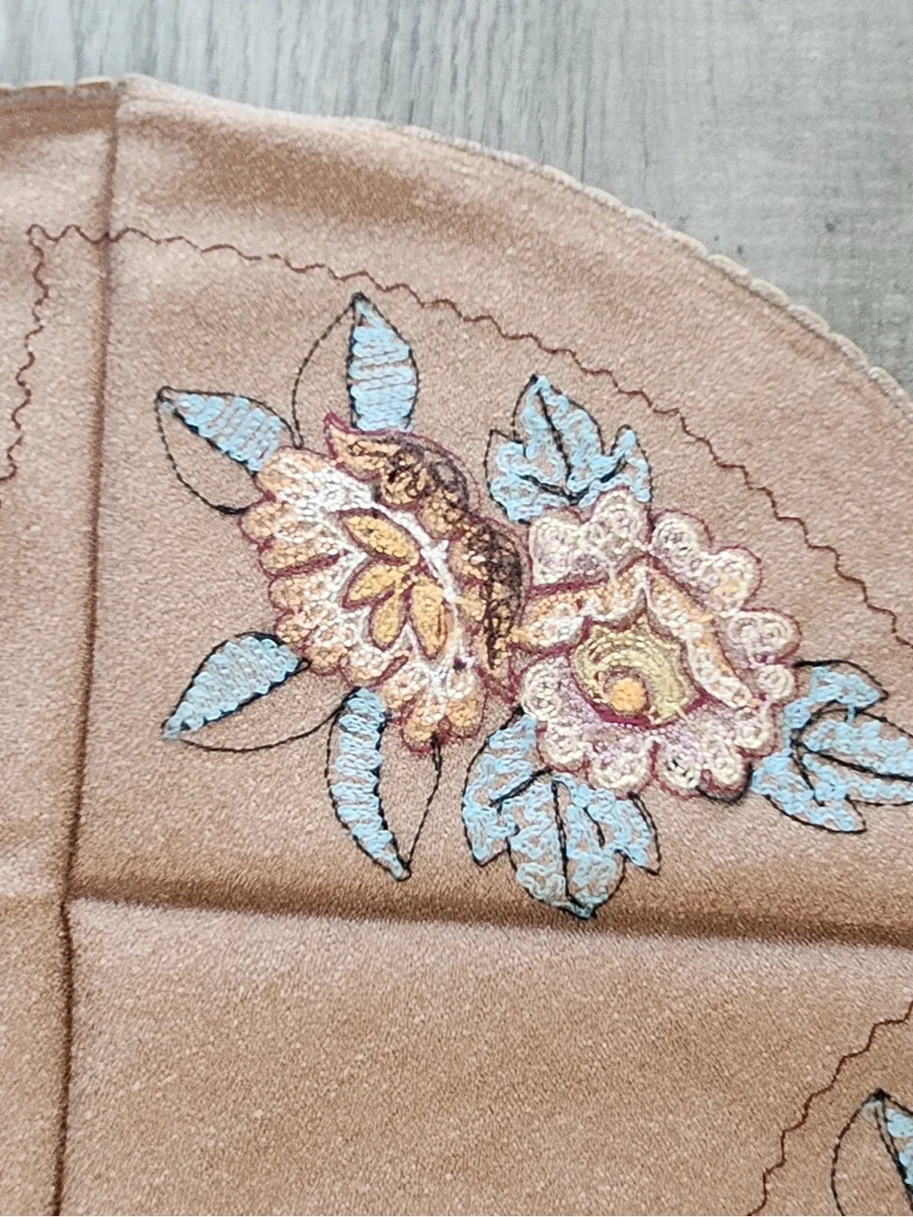 Vintage Punch Needle Embroidered Table Mat / Doily Warm Earth Tones
